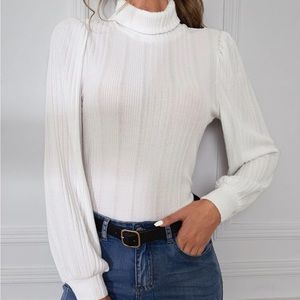 White ribbed turtleneck